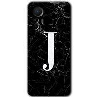 Xiaomi Mi 12 Lite HD Baskılı Kılıf + 9D Tam Ekran Koruyucu - Siyah Mermer Desenli J Harfi