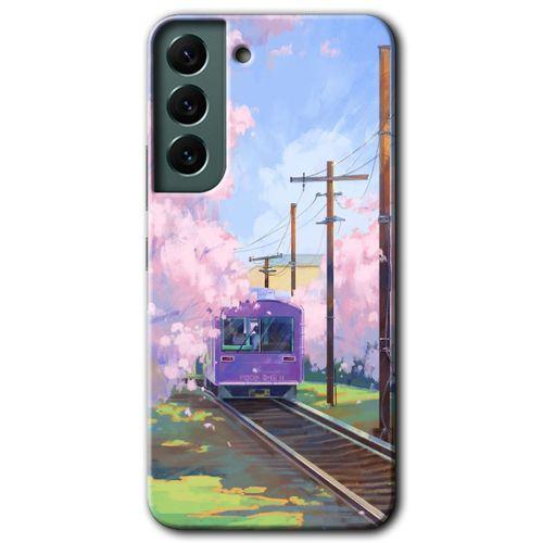MRCİLETİSİM Samsung Galaxy S22 Plus Kılıf HD Desen Baskılı Arka Kapak + Temperli Cam - Rails Paint