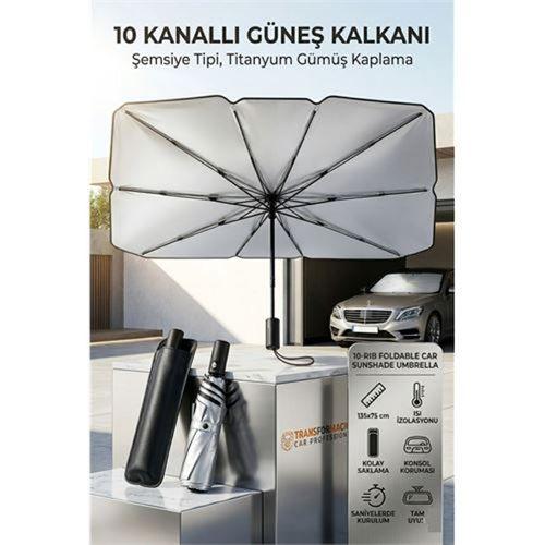 Şemsiye Tipi Araç Güneşliği, Katlanabilir Oto Ön Cam Güneşlik, 10 Telli UV Korumalı 723210