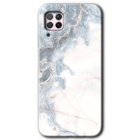 Huawei P40 Lite Kılıf Kapak - White Marble +Hayalet Ekran Yandan Gözükmez