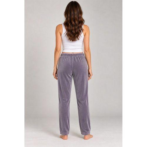 Kadın Tek Alt Pijama Pantolonu - Düz Renk Fiyonk Detaylı, Füme