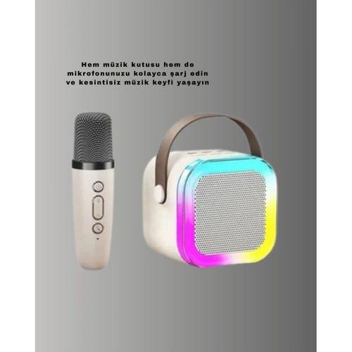 Karaoke Mikrofon Hoparlör Seti Bluetooth Kablosuz Taşınabilir