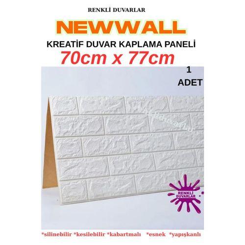 Dekoratif Kendinden Yapışkanlı 3D Tuğla Sünger Duvar Paneli Kağıdı Beyaz 77*70 CM 0,53M2 1 Adet
