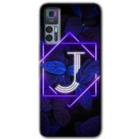 TCL 30 Plus Kılıf HD Desen Baskılı Arka Kapak - Dark Neon Yaprak J Harfi