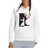 Samurai Jack Baskılı Beyaz Kadın Kapşonlu Sweatshirt