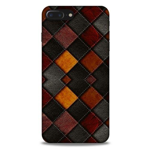 Apple Iphone 7 Plus Kılıf Patchwork (1) Kılıfı Kahverengi Bordo