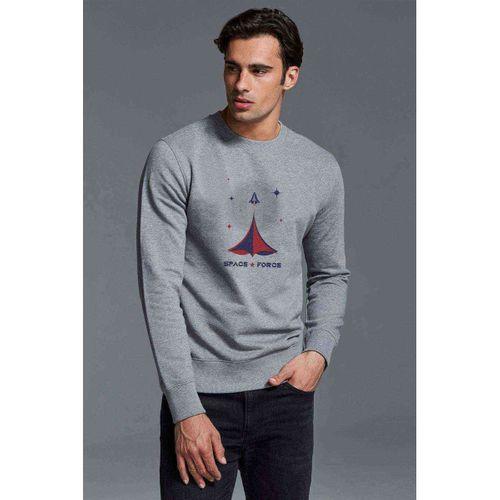Nasa Uzay Baskılı Gri Erkek Sweatshirt