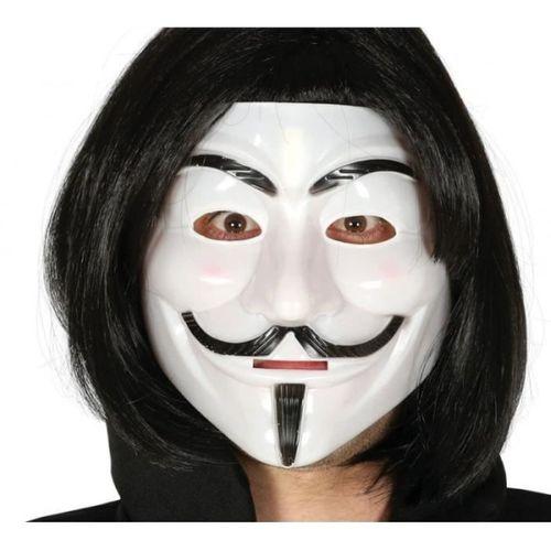 Siyah Renk Takma Kısa Saç ve V For Vendetta Maskesi Anonymous Maskesi (3748)