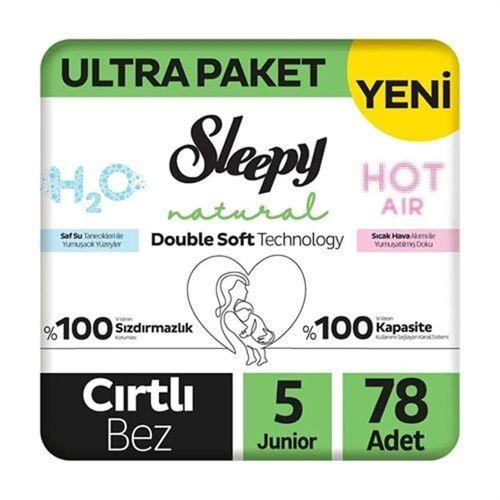 Sleepy Natural Double Soft Bebek Bezi Ultra Paket 5 Beden 78 Adet