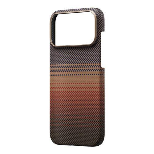 Apple iPhone 17 Pro Kılıf M-safe Şarj Özellikli Aramid Fiber Pitaka Tactile Woven Sunset-Moonrise Serisi Sunset Kapak