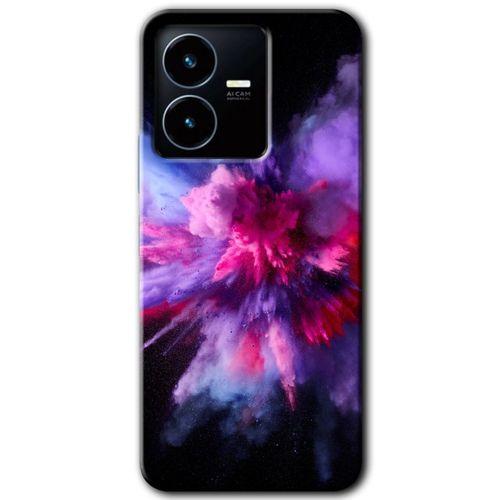 Vivo Y22s Kılıf HD Desen Baskılı Arka Kapak - Color Splash Purple