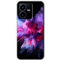 Vivo Y22s Kılıf HD Desen Baskılı Arka Kapak - Color Splash Purple