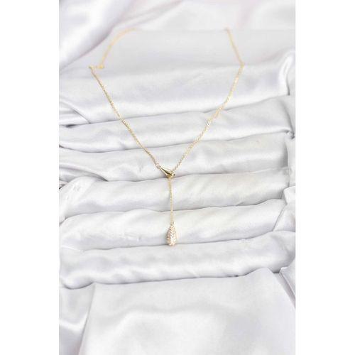 Pirinç Gold Renk Asansörlü Damla Model Kadın Kolye