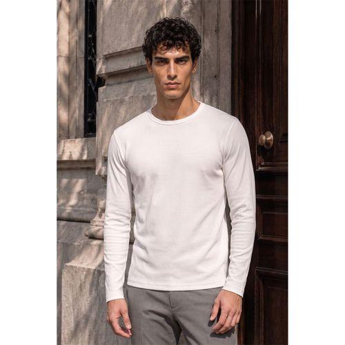 Ribera Regular Fit Pamuklu Likralı Fitilli Erkek Sweatshirt - Ekru