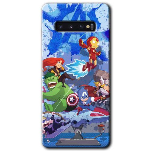 MRCİLETİSİM MRCİLETİSİM Samsung Galaxy S10 Kılıf HD Desen Baskılı Arka Kapak + Temperli Cam - Avengers Cartoon