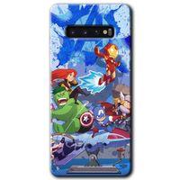 MRCİLETİSİM MRCİLETİSİM Samsung Galaxy S10 Kılıf HD Desen Baskılı Arka Kapak + Temperli Cam - Avengers Cartoon