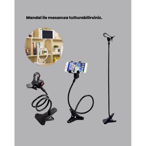 Akrobat Masaüstü Mandallı Telefon Tutucu 360 Derece Dönebilen
