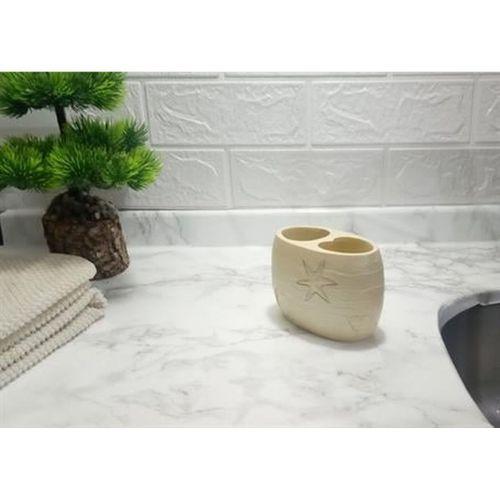 2 Adet Diş Fırçalık İstiridye Poliresin 10X10X9Cm Banyo Seti