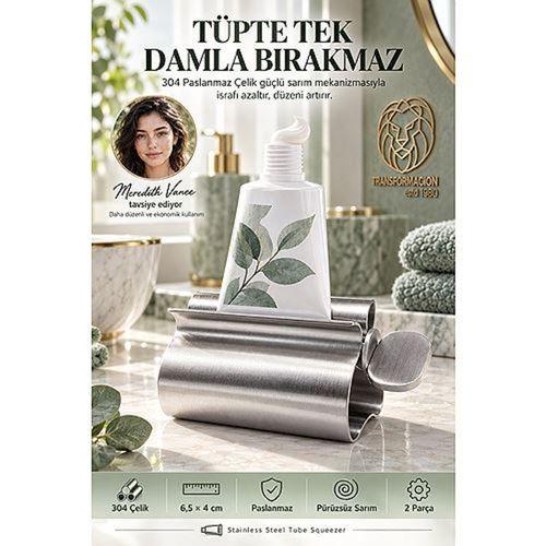 Çelik Tüp Sıkıcı Diş Macunu Krem Merhem Boya Sıkma Aparatı Metal Merdane Silindir Sarıcı Düzenleyici  18/10  304 Paslanmaz 723651