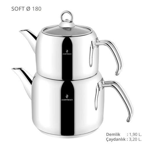 Sofram Soft Aile Boy Çelik Çaydanlık 180 Family Size
