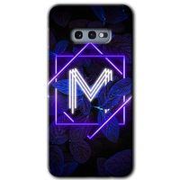 MRCİLETİSİM MRCİLETİSİM Samsung Galaxy S10e Kılıf HD Desen Baskılı Arka Kapak + Temperli Cam - Dark Neon Yaprak M Harfi