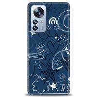 Xiaomi Mi 13 Lite Kılıf HD Baskılı Kılıf - Notalar ve Kalpler Mavi + Tam Ekran Koruyucu