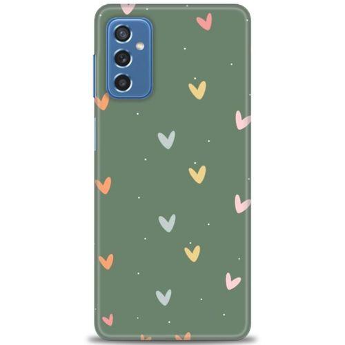 Samsung Galaxy M52 5G Kılıf HD Baskılı Kılıf - Soft Kalpler + Tam Ekran Koruyucu