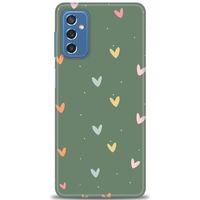 Samsung Galaxy M52 5G Kılıf HD Baskılı Kılıf - Soft Kalpler + Tam Ekran Koruyucu