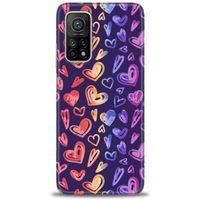 Xiaomi Mi 10T Pro Kılıf HD Baskılı Kılıf - Renkli Kalpler + Tam Ekran Koruyucu