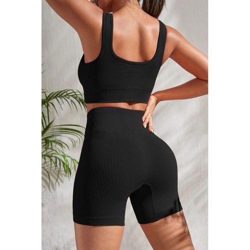 Kadın Siyah Kalın Askılı Yüksek Bel Şortlu Gecelik Takımı