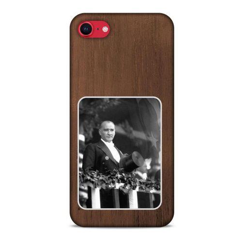 Apple iPhone SE 2020 Kılıf Atatürk (35) Fit Design Kılıf Kahverengi Duvar