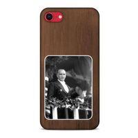 Apple iPhone SE 2020 Kılıf Atatürk (35) Fit Design Kılıf Kahverengi Duvar