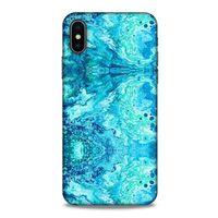 Mermer Desenli (36) Tema Glitter Kılıf Deniz Mavisi Apple Iphone X Kılıf