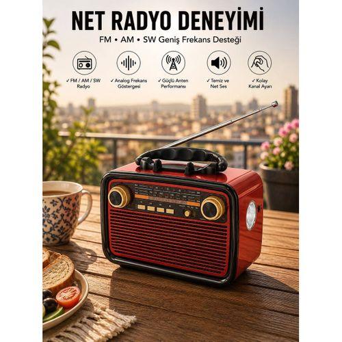 Müzik Kutusu Bluetooth Bağlantılı El Fenerli Nostaljik Tasarım Radyo