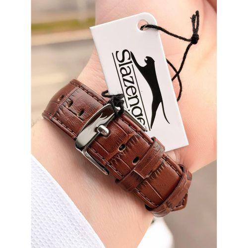 Slazenger Erkek Deri kordon Bileklik Hediyeli 2 Yıl Garantili Suya Dayanıklı Kol Saati VS.BLKT.0758
