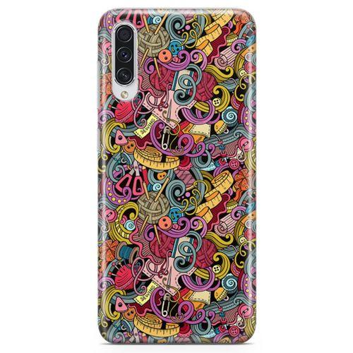 Samsung Galaxy A30s Kılıf Doodle Dikiş Makinesi Arka Kapak Koruma Desenli Full Koruyucu