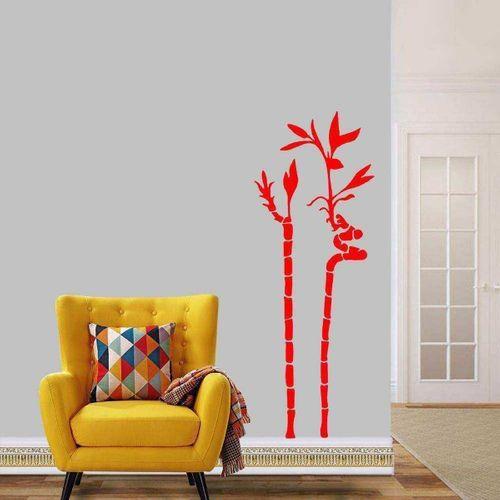 Bambu Dalları Duvar Sticker, Çıkartma, Etiket Kırmızı