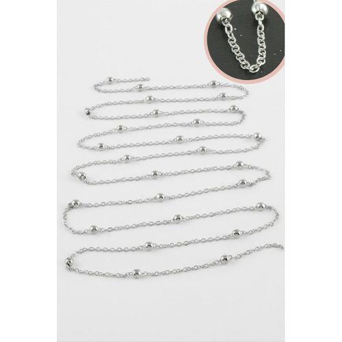0,1 mm Gümüş Renkli Çelik Top Zincir 1 Metre