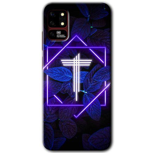 Reeder S19 Max Kılıf HD Desen Baskılı Arka Kapak - Dark Neon Yaprak T Harfi