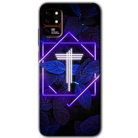 Reeder S19 Max Kılıf HD Desen Baskılı Arka Kapak - Dark Neon Yaprak T Harfi
