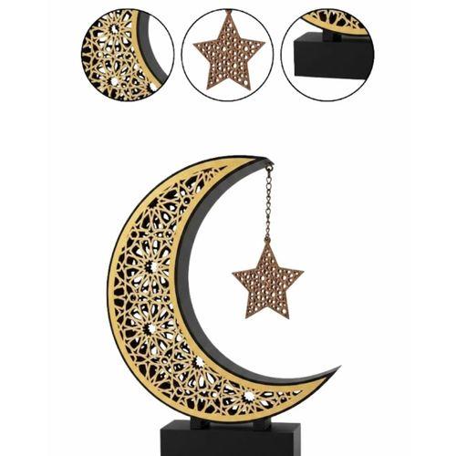 3d Hilal Yıldız Dekor 23x23 Cm Ramazan Özel Masa Üstü Süs