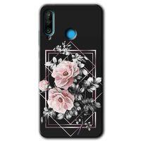 Huawei P30 Lite Kılıf HD Desen Baskılı Arka Kapak - Retro Çiçek 1 + Kırılmaz Cam