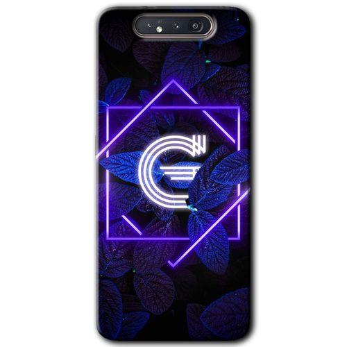 MRCİLETİSİM Samsung Galaxy A80 Kılıf HD Desen Baskılı Arka Kapak + Temperli Cam - Dark Neon Yaprak G Harfi