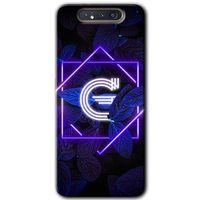 MRCİLETİSİM Samsung Galaxy A80 Kılıf HD Desen Baskılı Arka Kapak + Temperli Cam - Dark Neon Yaprak G Harfi