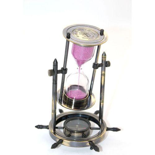 Pirinç Dümenli Pusulalı Kum Saati