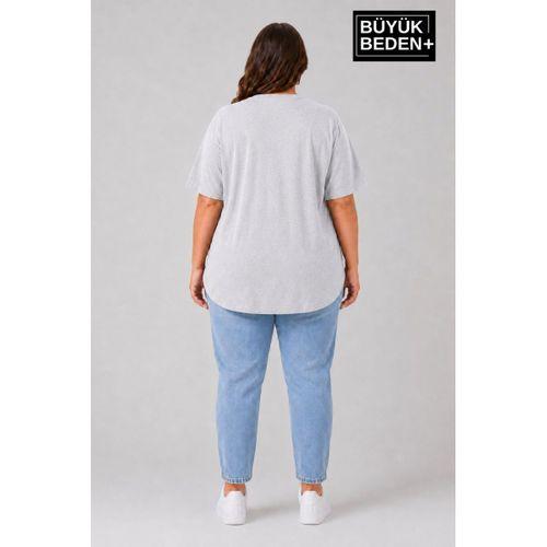 Süperlife Büyük Beden Kadın Bisiklet Yaka Basic Oval Etek Detalylı 3xl-6xl Uzun Tunik SPR26BTSK502