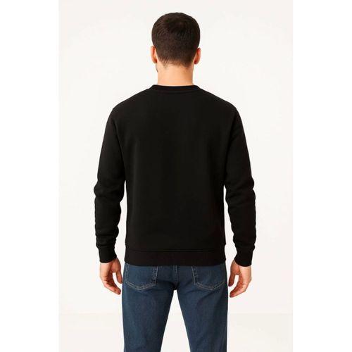 Erkek Üç İplik Düz Bisiklet Yaka SweatShirt - Siyah