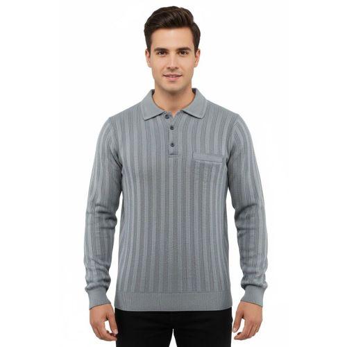Erkek Polo Yaka Kazak Cepli Çelik Örgü Klasik Kalıp 5203F BGL-ST04851