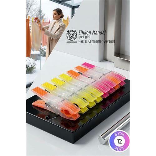 Premium 12'li Silikon Destekli Lüks Mandal Seti – Hassas Kıyafet Koruyucu & İz Yapmayan Modern Tasarım