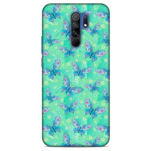 Xiaomi Redmi 9 Kılıf Kelebek Etkisi (10) Full Koruma Kılıfı Fuşya Yeşil
